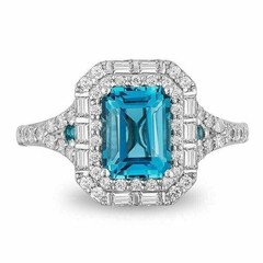 Art Deco Antique 3.90 Ct Aquamarine Vintage Engagement Ring 925 Sterling Silver