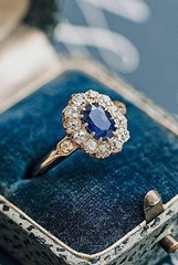 Art Deco Antique Vintage 3.20Ct Natural Sapphire Wedding Ring 14K Yellow Gold FN