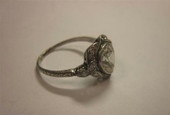 Vintage Style 2CT Bezel Pear Cut Lab Created Diamond Art Deco Ring 14K Gold Over