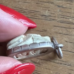 Vintage 925 Sterling Silver Egyptian Revival White Scarab Pendant