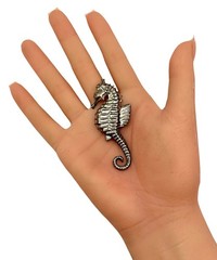 Vintage 1950s Lang Sterling Silver Textured Seahorse Brooch Pin