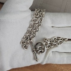 Vintage Sterling Silver BOROX 69⅕g Heavy Rolo Link 18″ Chain Toggle Necklace 925