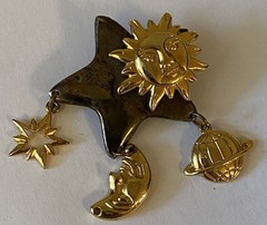 Vintage DURI Sun Moon Stars Lapel Pin Brooch – Silver & Gold Tone