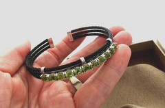 DK JTV GREEN PERIDOT STAINLESS STEEL CUFF BRACELET 5.00CTW NIB