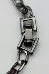 Vintage Gunmetal Tone Curb Chain Necklace 20″ Fold Over Clasp Unisex Retro Style