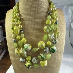 Vintage JAPAN necklace triple strand 16-18”