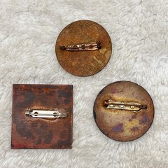 Vintage Modernist Brooch Lot of 3 Abstract Copper and Enamel Pins