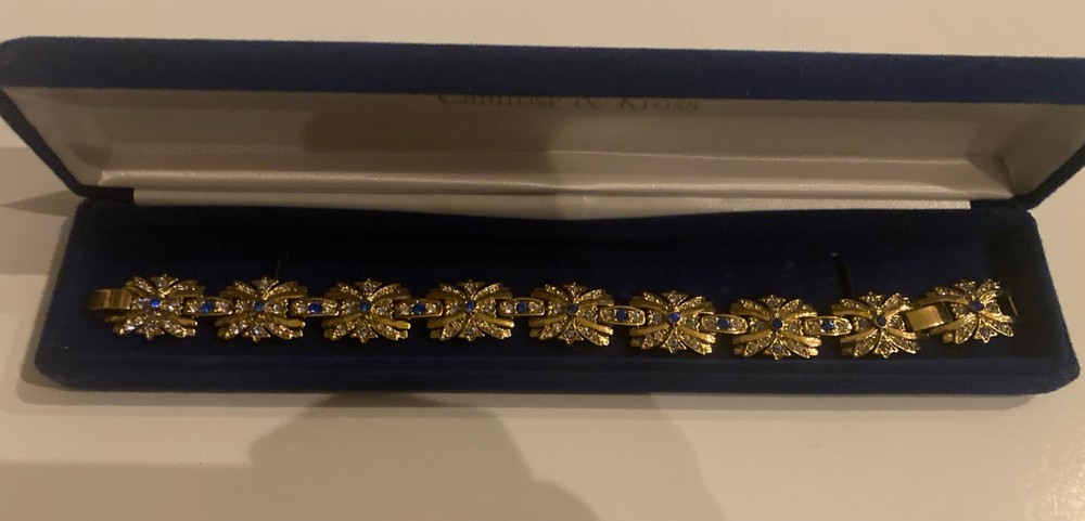 Camrose & Kross Jacqueline Kennedy Sapphire And Crystal Flower Gold Bracelet