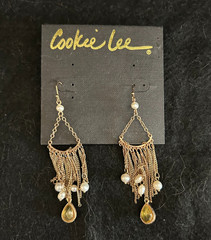 Cookie Lee Cascading Pearl Earrings New