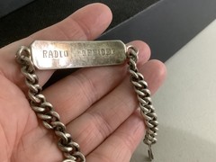 VTG Mens Heavy Sterling Silver Marine Navy Radio Officer ID bracelet 7.25″ 30g