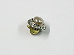 Diamond Rhinestone and Faux Pearl Lapel Brooch Pin