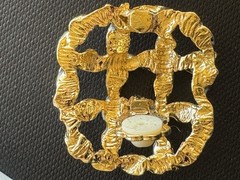 Vintage Clip Earrings Chunky Runway Statement Gold Tone Twisted Rope Square 80s