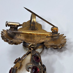 Henry Perichon Baroque Pearl Rhinestone Dangle Brooch Pendant France 1950s-1960s