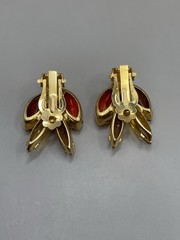 Vintage Retro GoldTone Multicolor Crystals Rhinestones Clip On 1” Earrings
