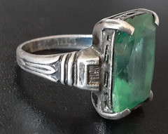 Vintage Art Deco Woman’s Size 4 Faux Emerald & Sterling Ring