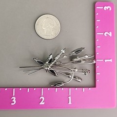 Vintage Rhinestone Brooch Blue Glass Silver Tone Wired 2.5″