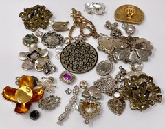 Lot Vintage & Modern Jewelry Parts Broken Repurpose Craft Rhinestones Harvest 3