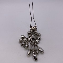 Eisenberg Vintage Sterling Silver Rhinestone Floral Fur Clip Brooch 48g 3in