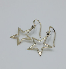 VTG 925 Star Dangle Earrings 1.5in Drop Sterling Silver 1.59g Celestial Estate