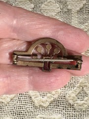 Antique Art Deco 10k Rose Gold Garnet Pin/Brooch 1.25 Inches