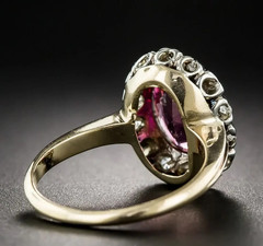 Art Deco Style Lab Created Pink Sapphire Diamond Wedding 14K White Gold FN Ring