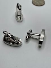Vintage Speidel Fish Angler Silver Tone MCM 1960s Cufflink Tie Clip Set