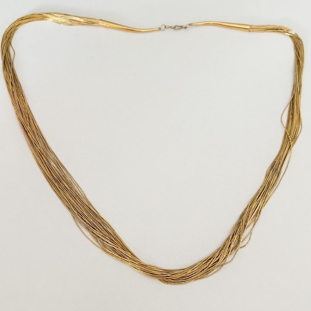 Vintage Sterling Silver Liquid Gold Vermeil 30 Multi Strand Southwest Necklace