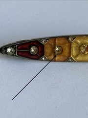 VTG Pierre Bex / Catherine Popesco Style Deco Nouveau Enamel Bar Pin Oval Brooch