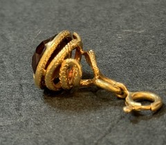 Antique 18k Gold Snake Serpent Charm Pendant Fob Diamond w/ Citrine
