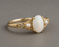 Vintage Ethiopian Opal Pearl Ring 925 Sterling Silver Antique Style Oval Opal