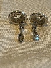 Vintage Monet Silver Tone Knotted Rope Clip-on Earrings Round Wreath