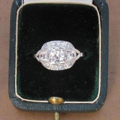Art Deco Round Cut Lab Created Diamond Anniversary 14K White Gold Filled Ring