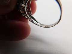 SWEET ANTIQUE 18K SOLID WHITE GOLD DIAMOND RUBY STONE RING