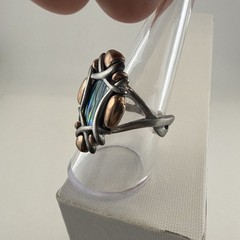Carolyn Pollack Ring Sterling Silver Abalone Copper 925 size 9 Mixed Metals