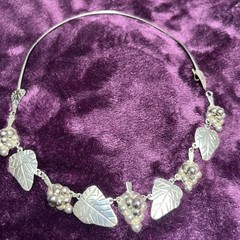 Vintage Art Deco Mexican Sterling Silver modern Grape Necklace ~16.5”; 36 grams