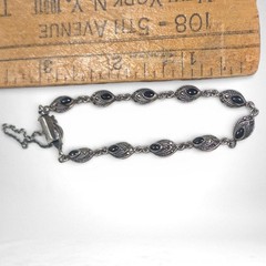 Vintage Sterling Marcasite & Onyx Art Deco Style Bracelet IBB 925