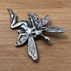 Beautiful Art Nouveau Sterling Silver Fairy Nymph Vintage Pendant