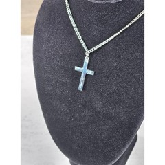 Vintage Silver Tone Cross Necklace with Chain Christian Jewelry