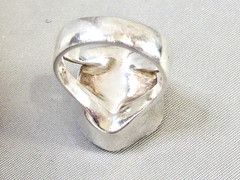 VINTAGE STERLING SILVER LARGE 19 MM BY 16 MM CULTURED BAROQUE PEARL RING SIZE 6