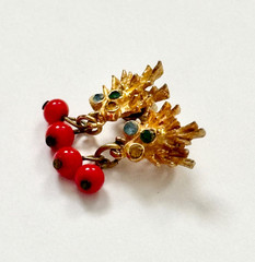 Vintage Multicolor Rhinestone Glass Beaded Dangle Drop Earrings Gold Tone