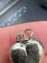 Vintage Sterling Silver Signed 0.5” Estate Puffy Heart Pendant Charm 925