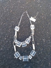 Vintage KH Studio Lucite Square Necklace Statement Clear