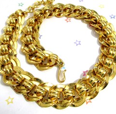 VTG RUNWAY WEIGHTY GP 19″ NAPIER DOUBLE LINK CHAIN NECKLACE CLASSIC STATEMENT