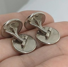 Vtg ’20s Belais 14K White Gold Front Cufflinks Art Deco SNOWFLAKE Look Two-Sided