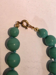 Vintage Style Beaded Necklace Rounded Teal Beads Costume Jewelry