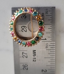 Vintage Multicolor Rhinestone Round Circle Brooch Pin
