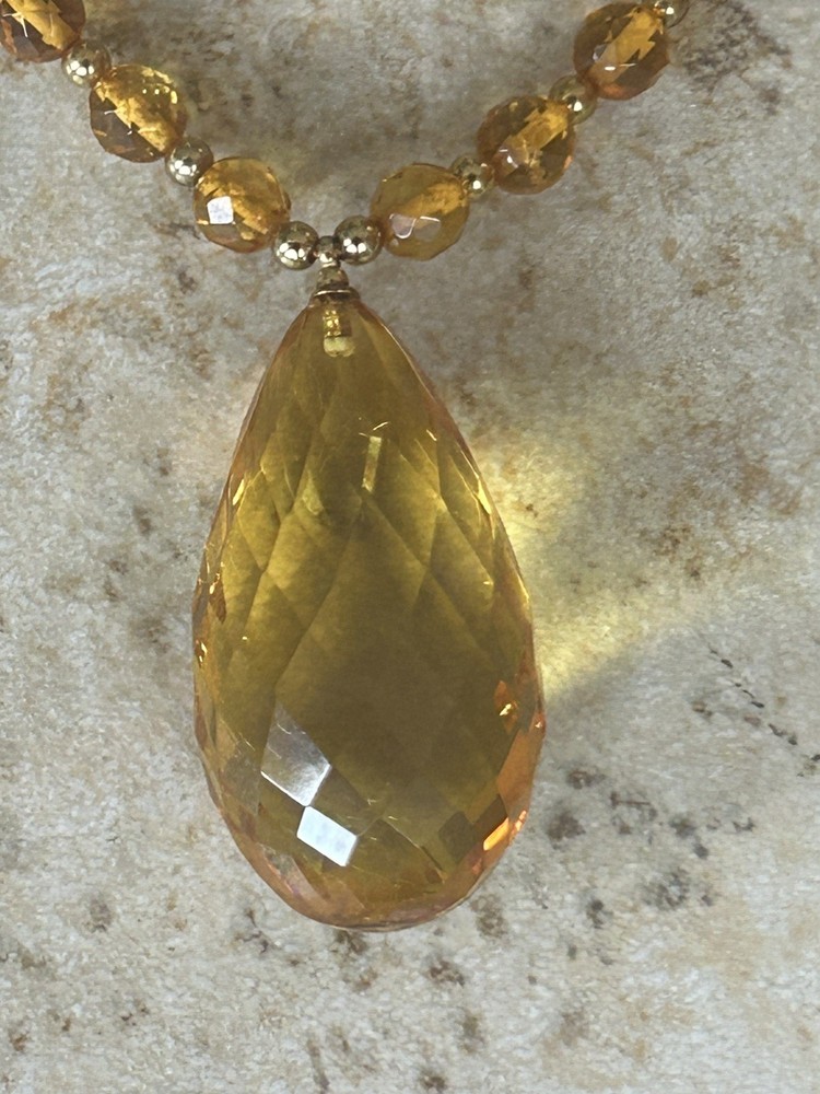 FACETED MIX COLOR BALTIC AMBR 925 STERLING GOLD PLATED NECKLACE LEMON DROP