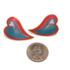Laurel Burch “Dove Heart” Post Earrings, Gold Plated, 1980s Vintage Jewelry
