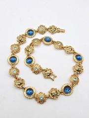Past Times 90’s Blue And Goldtone Renaissance Revival 14 In Necklace