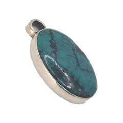 STEPHEN DWECK Vintage Tibetan Turquoise In Sterling Silver Pendant. 2″ Unique